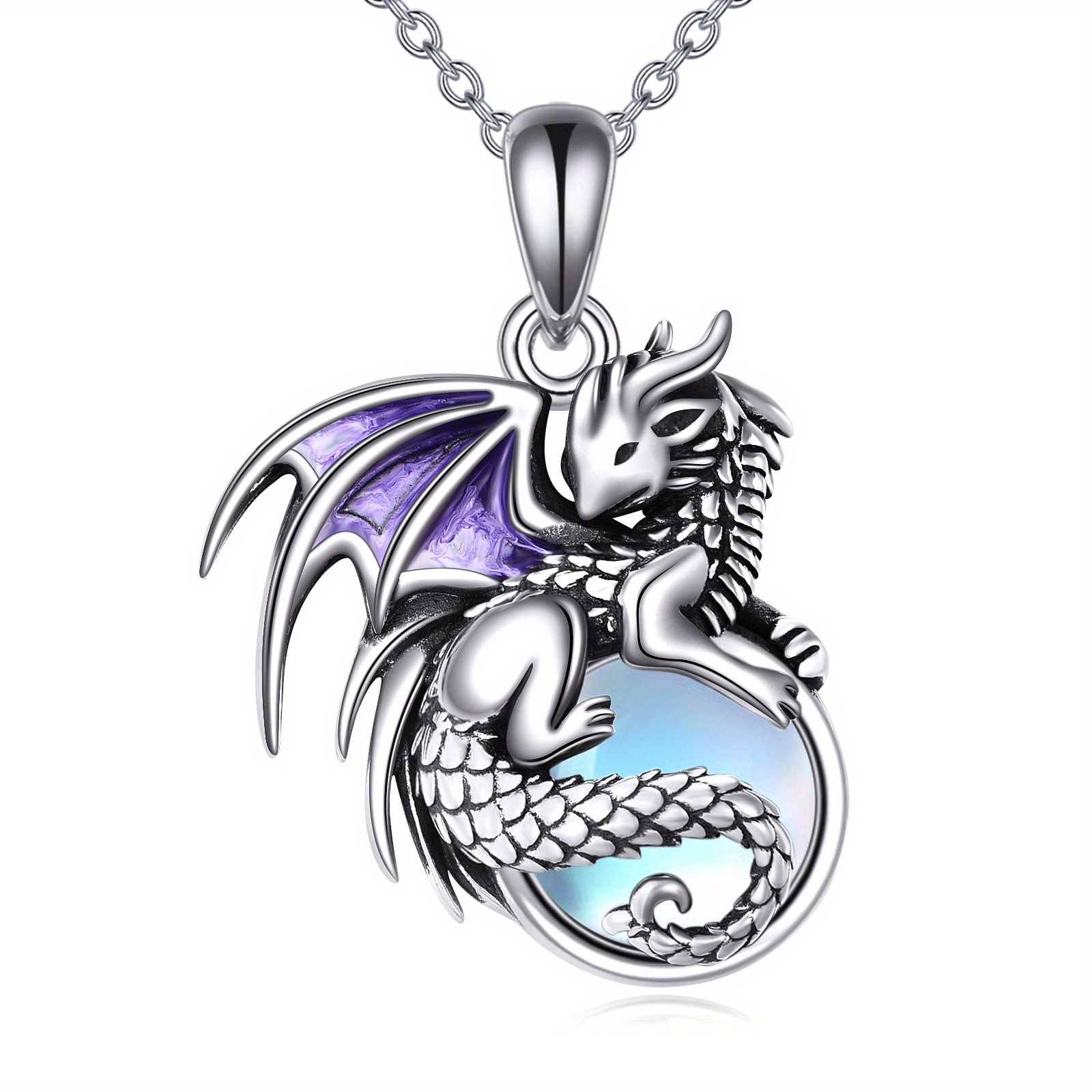 Dragon Necklace Moonstone Dragon Pendant Necklace for Women